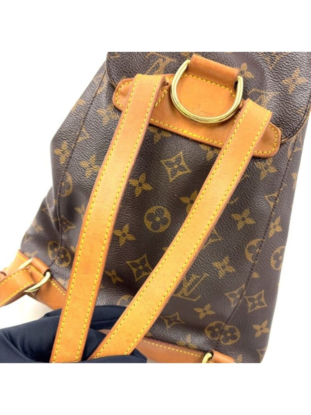 Louis Vuitton Montsouris MM Monogram Leather Brown Light Backpack Gold - Picture 10 of 15